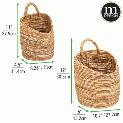 MDesign Woven Banana Bark Hanging Wall Storage Basket - Set Of 2 - Natural/Tan - Image 3