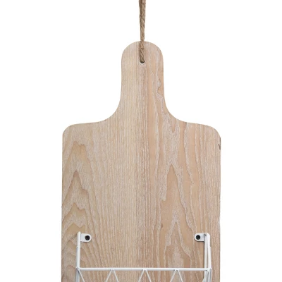 White Metal, Wood & Jute Wall Basket - Foreside Home & Garden - Image 3