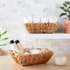 Juvale 2 Pack Natural Brown Hyacinth Storage Baskets With Wooden Handles For Shelves, Decorative Bathroom Organization, 14.5 X 10.5 X 4 In