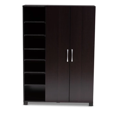 Marine Finished 2 Door Wood Entryway Shoe Storage Cabinet With Open Shelves Brown - Baxton Studio - Image 8