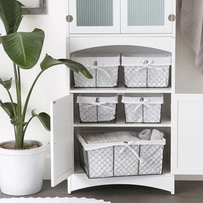 Design Imports Set Of 5 Vintage Gray Chicken Wire Bleached Liner Baskets White - Image 3