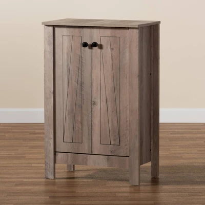 Derek Wood 2 Door Shoe Cabinet-Oak - Baxton Studio - Image 7