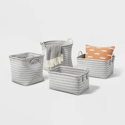 Large Woven Rectangular Storage Basket Gray/White - Brightroom™ - Image 3