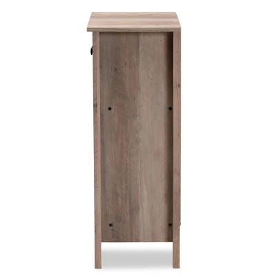 Derek Wood 2 Door Shoe Cabinet-Oak - Baxton Studio - Image 3