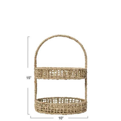 Household Essentials 2 Tier Tray Seagrass - Image 2