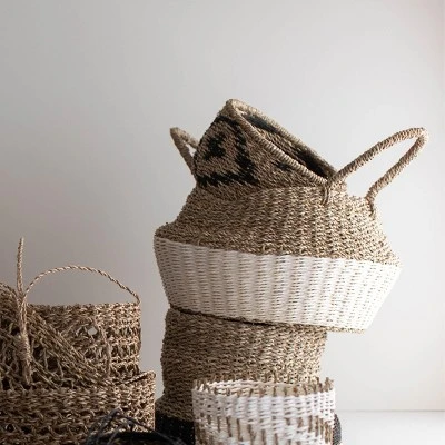 White Rope & Seagrass Belly Basket - Foreside Home & Garden - Image 5