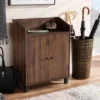 Rossin Walnut Finished 2 Door Wood Entryway Shoe Storage Cabinet With Open Shelf Brown - Baxton Studio
